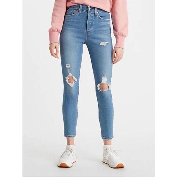 Levi's Denim Distressed Wedgie Skinny Blue Jeans 25 - Picture 1 of 10